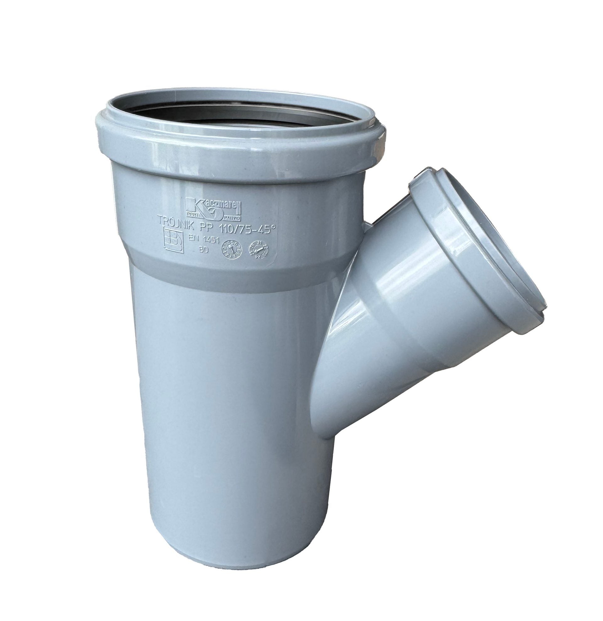 Grenrör för jord/avfallssystem Kaczmarek PP HT S16 Grå med 2 muffar