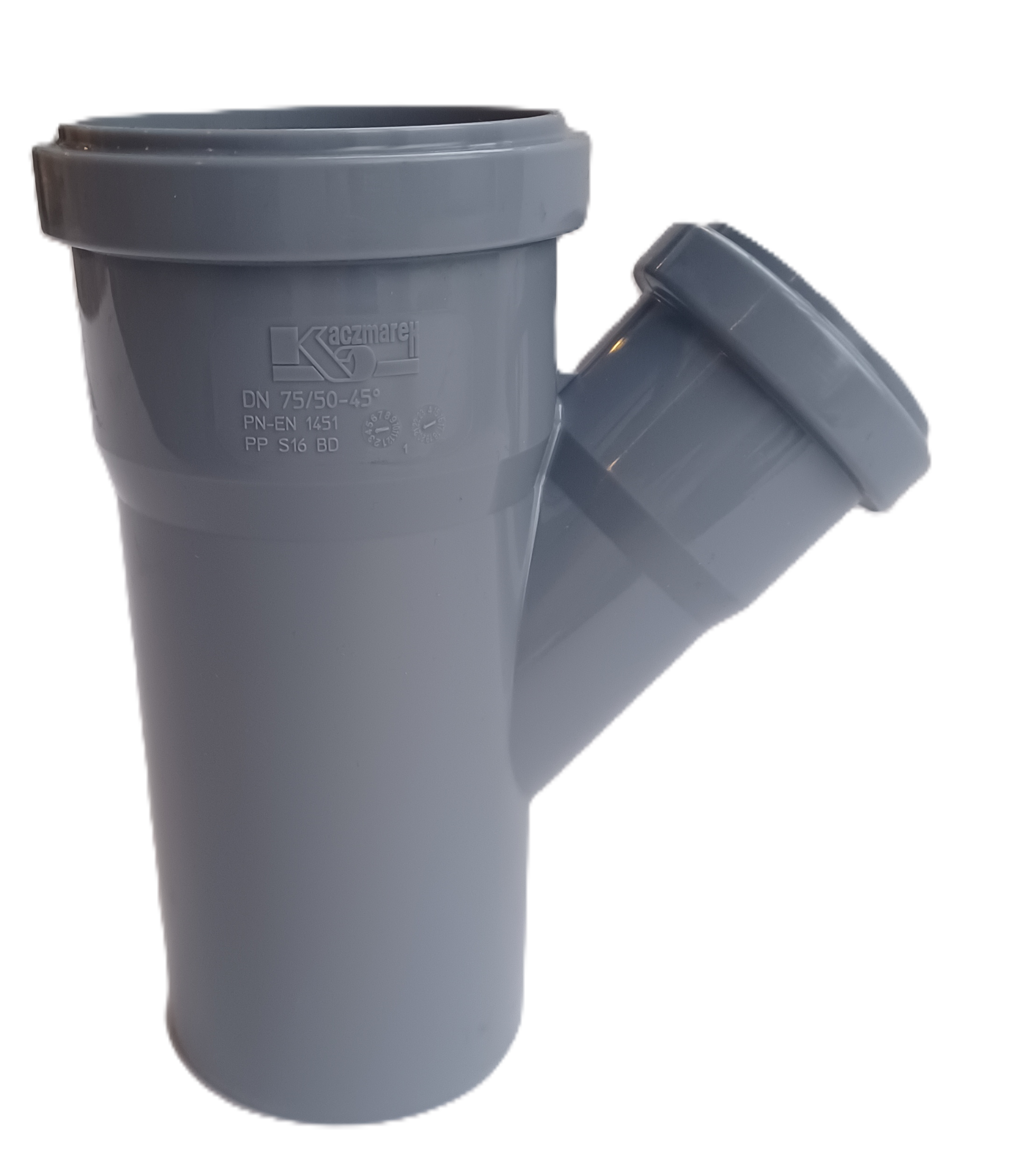 Grenrör för jord/avfallssystem Kaczmarek PP HT S16 Grå med 2 muffar