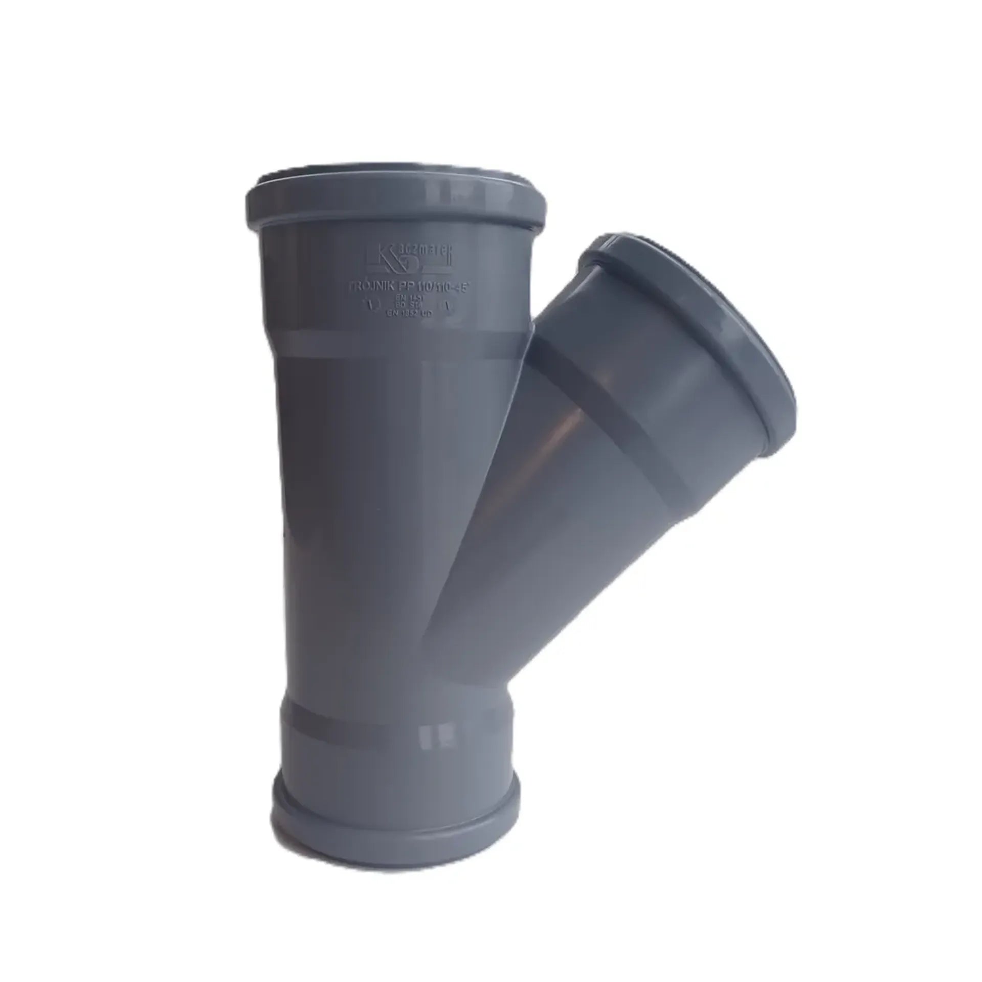 Grenrör för jord/avfallssystem Kaczmarek PP HT S16 Grå med 3 muffar 45°