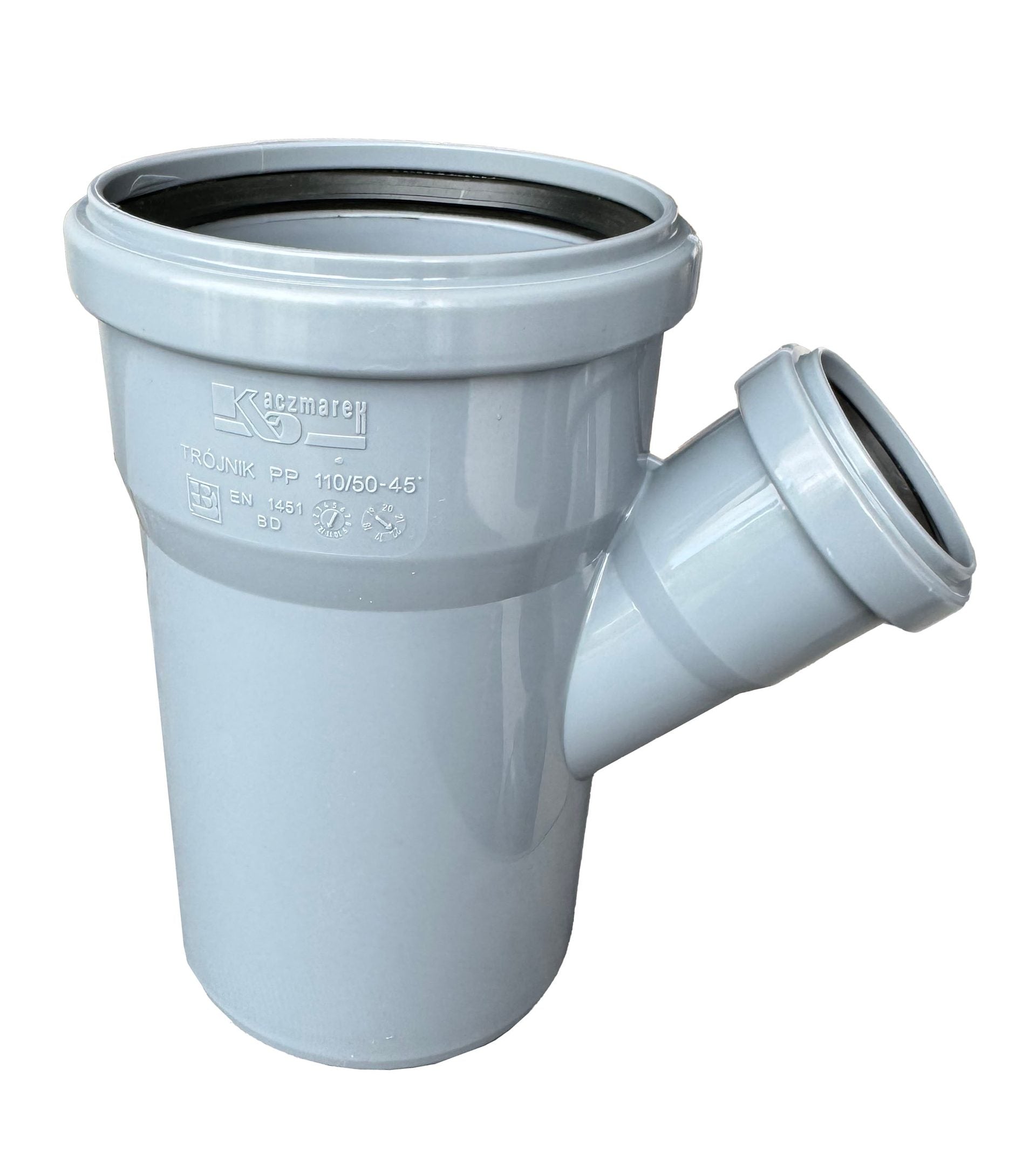 Grenrör för jord/avfallssystem Kaczmarek PP HT S16 Grå med 2 muffar